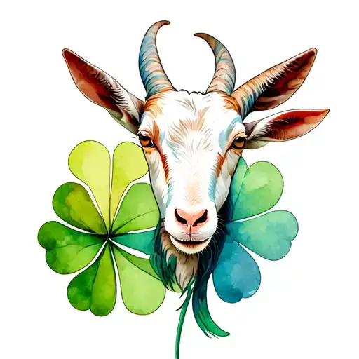 Goat Inside Of 4 Leaf Clover