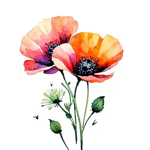 Poppy And Aster Flowers