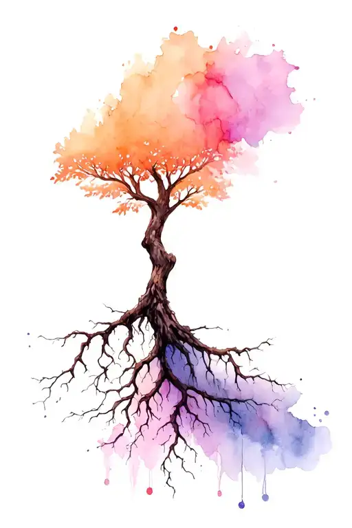 Tree Of Life With Roots Reaching Deep