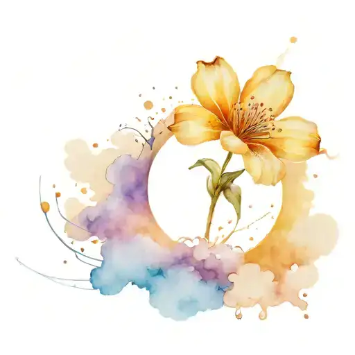 Yellow Flower With One Petal Flying To The Sky With Clouds