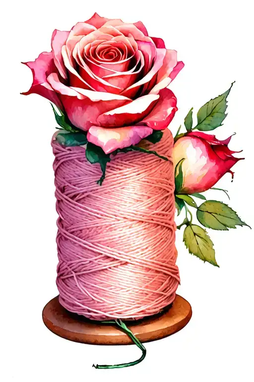 Rose's Mixed With Spool Of Thread Needles Yarn