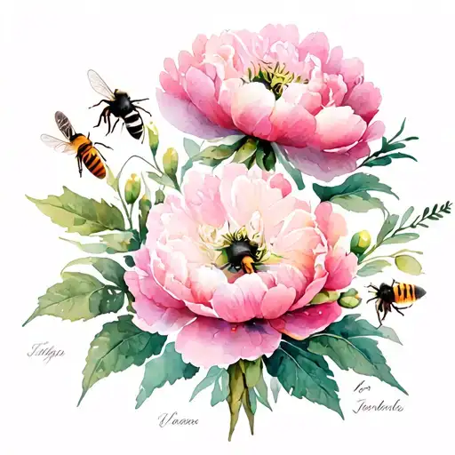 Bees Pollinating Peonies