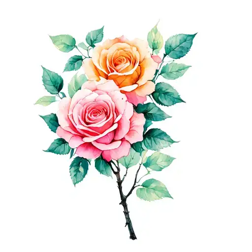 Roses Growing Trees With Leafs