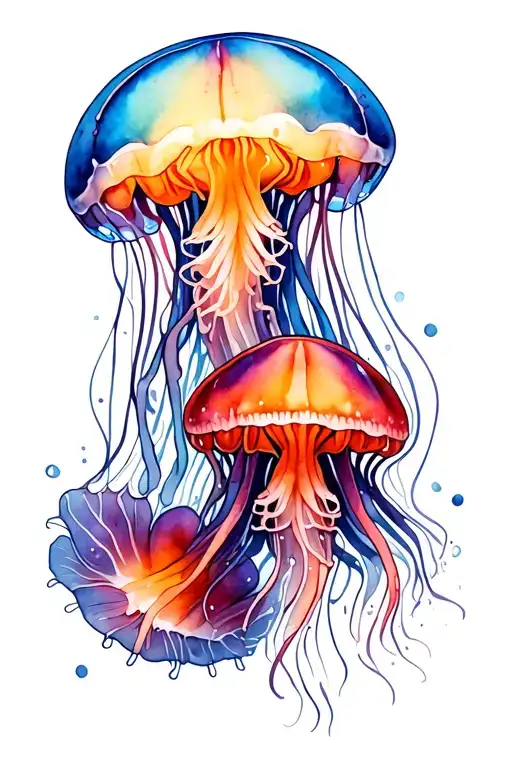 2 Jellyfish Swimming Together