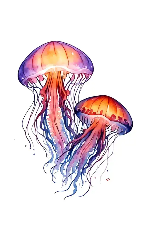 2 Jellyfish Swimming Together