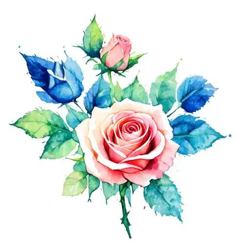 Roses With Blue And Green