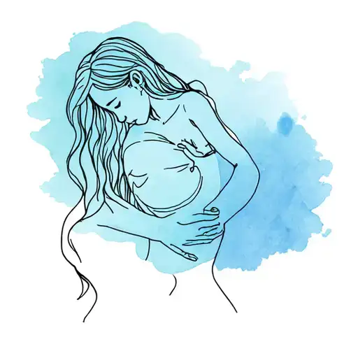 Miscarriage And Letting Go Minimalist Line Drawing With Colors