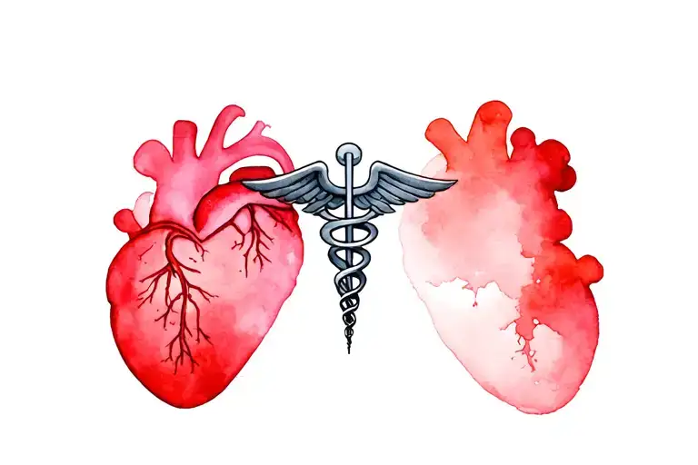 Heart Medical Caduceus Intertwined