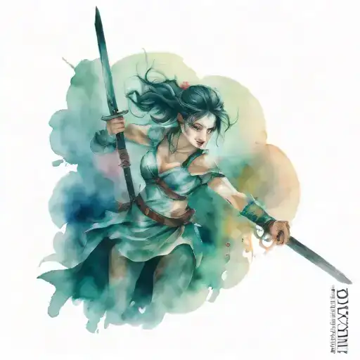 Horror Female Warrior Fighting