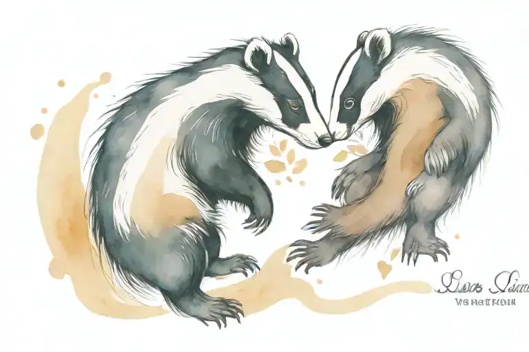 Badger V Skunk In Love Cuddling Together