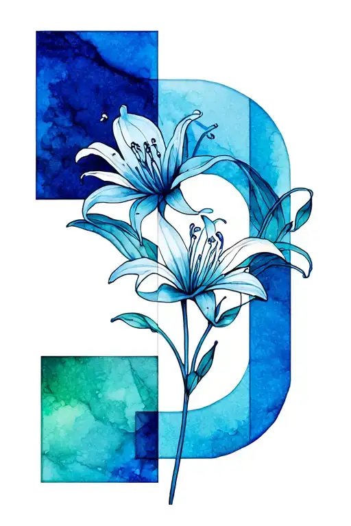 Spider Lily With Geometric Shapes Combined