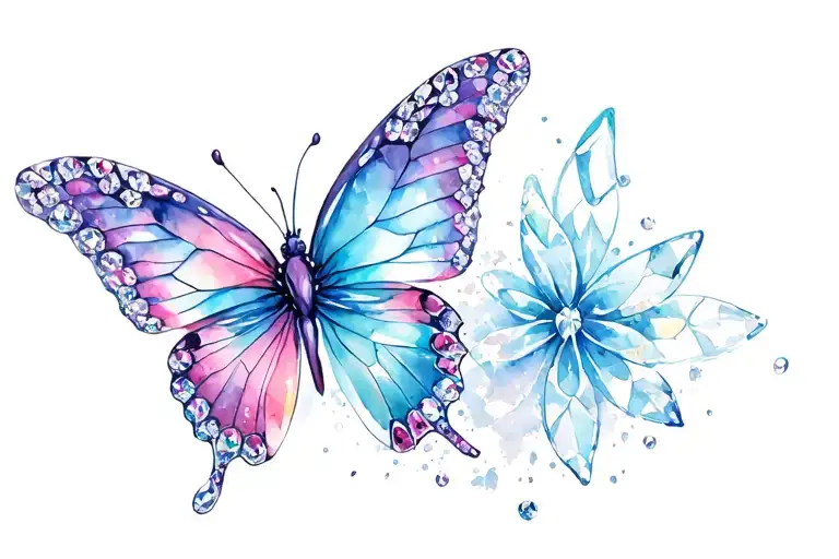 Diamond Encrusted With Butterfly