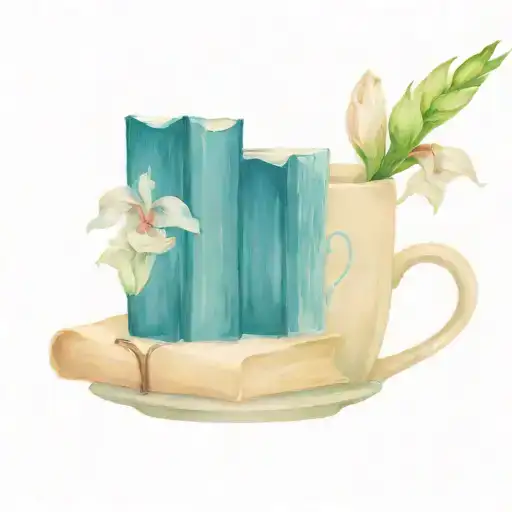 Stack Of Books With Tea Cup Surrounded By Gladiolus