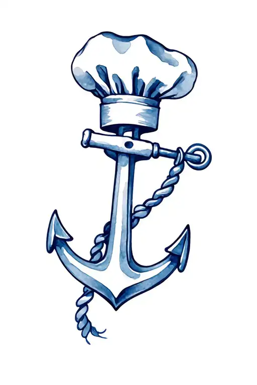 Chef Hat Hanging On Navy Anchor