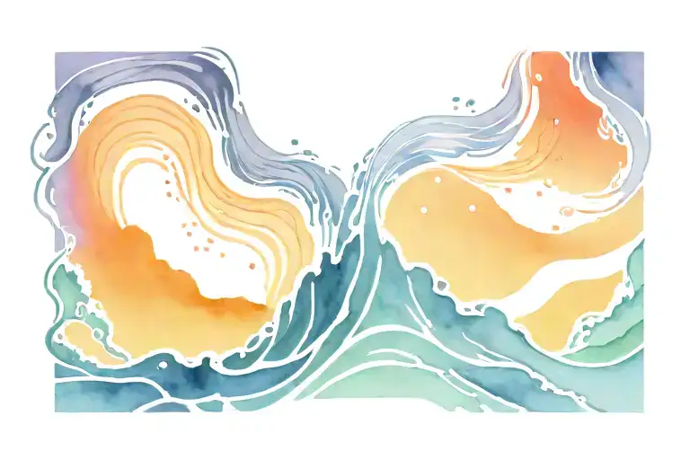 Arm Band Ocean Waves Northern Lights Continous Line