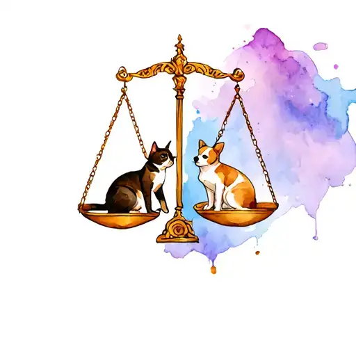 Libra Scales With Cat And Dog In Scales