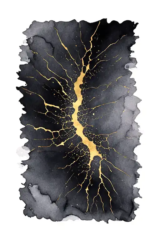 Long Kitsungi Gold Crack Through A Black Canvas