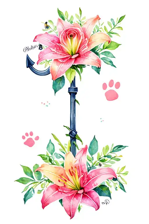 Rose And Lily Bouquet Anchor Bees Pawprints