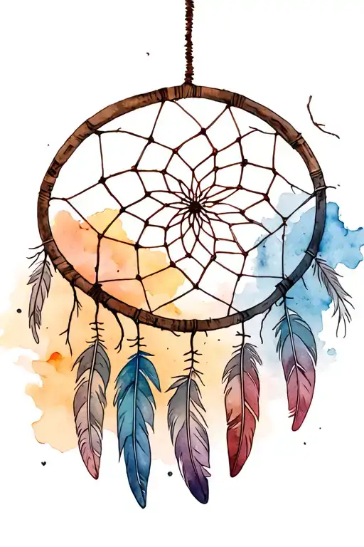 Tree Roots Into A Dream Catcher With Feathers Falling