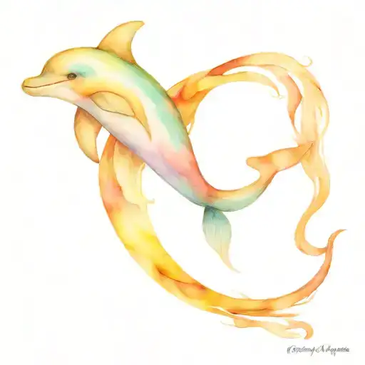 Cancer Ribbon And Dolphin