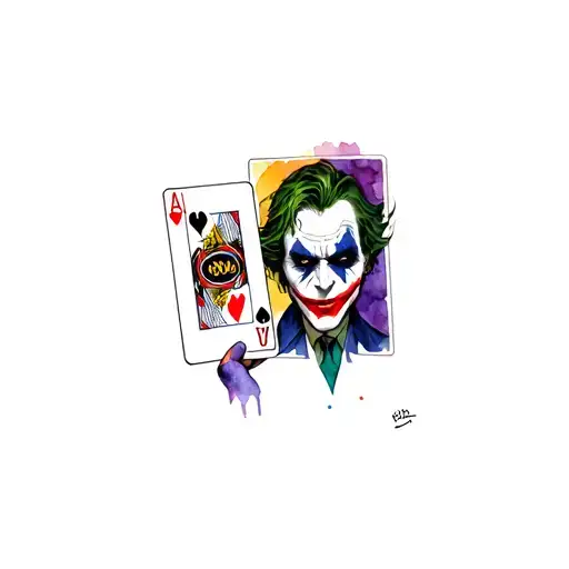 Joker Face Holding Card With Batman On It