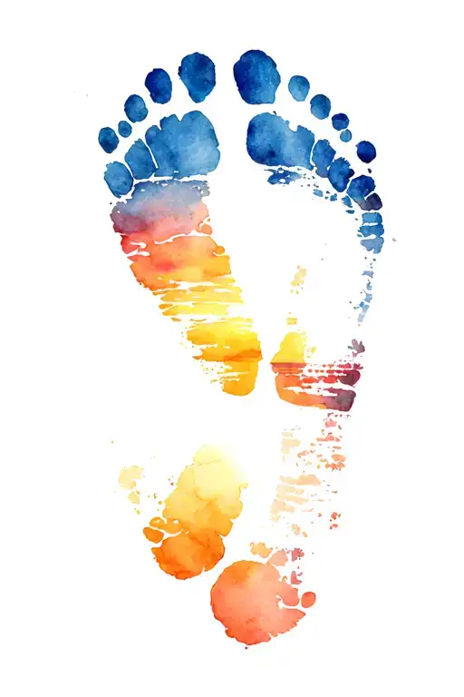 Foot Prints Prayer With Sun Setting