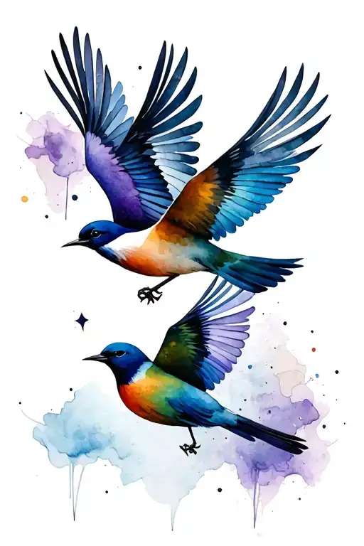 Three Birds Flying Together