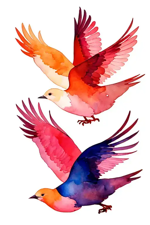 Three Birds Flying Together