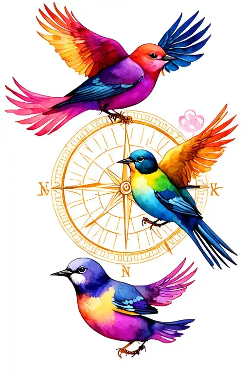 Three Birds And Compass