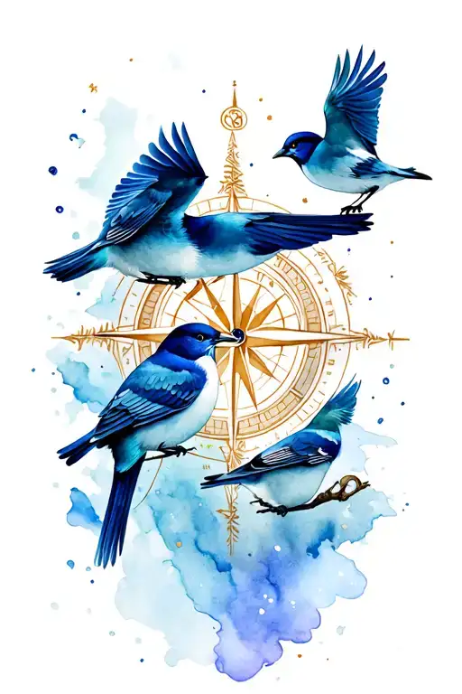 Three Birds And Compass