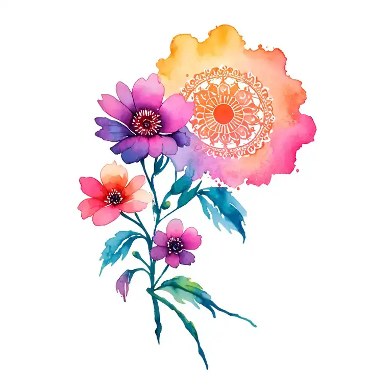 Flowers With Mandala Design