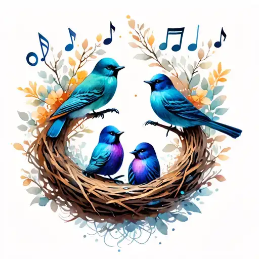 Birds Nest 3 Birds Music Notes