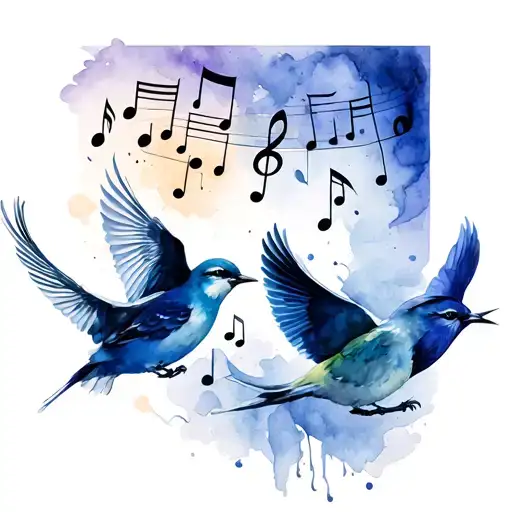 3 Birds Flying Away Music Notes