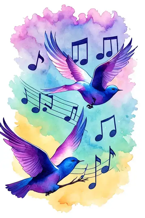 3 Birds Flying Away Music Notes