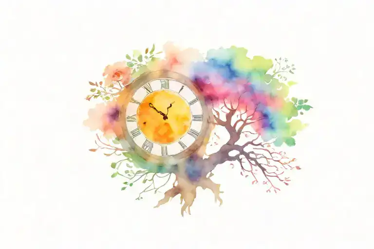 Tree Of Life Intertwined With Grandfather Clock