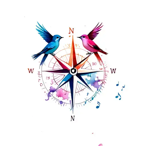 3 Birds Music Notes Compass