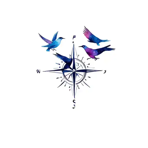 3 Birds Music Notes Compass