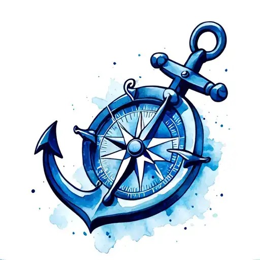 Compass Rose With Anchor