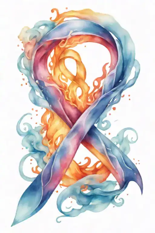 Cancer Ribbon Up In Fire Flames Coming