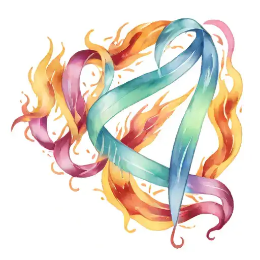 Cancer Ribbon Up In Fire Flames Coming