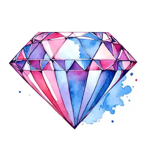 Diamond Pink Blue Watercolor
