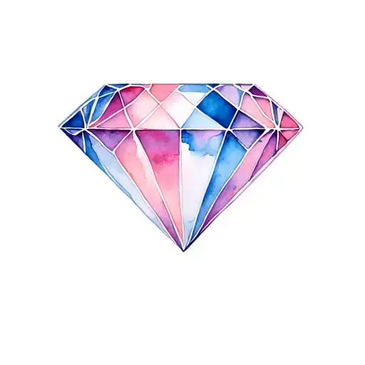 Diamond Pink Blue Watercolor