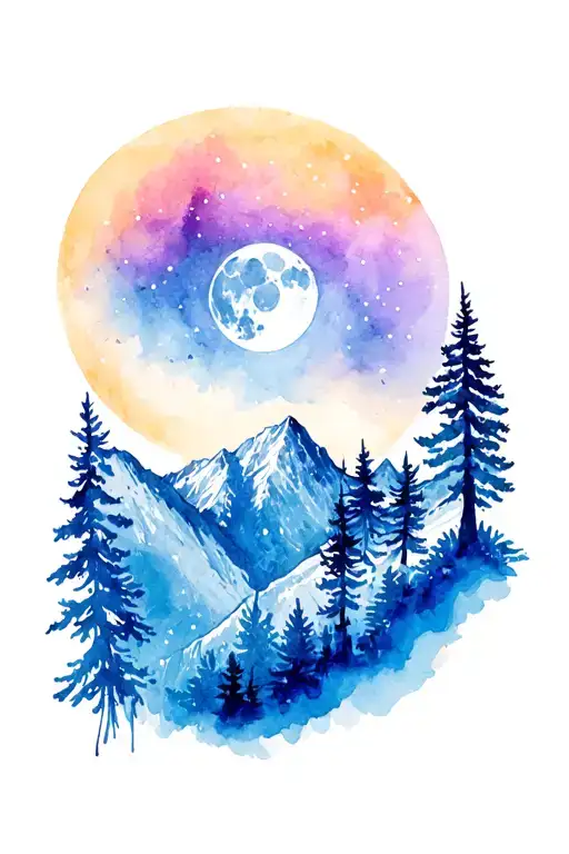 Putdoor Alpine Trees Hippie Boho Cresent Moon