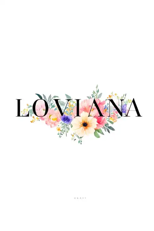 Name Loviana Spelled With Various Flowers Intertwined Bloomed