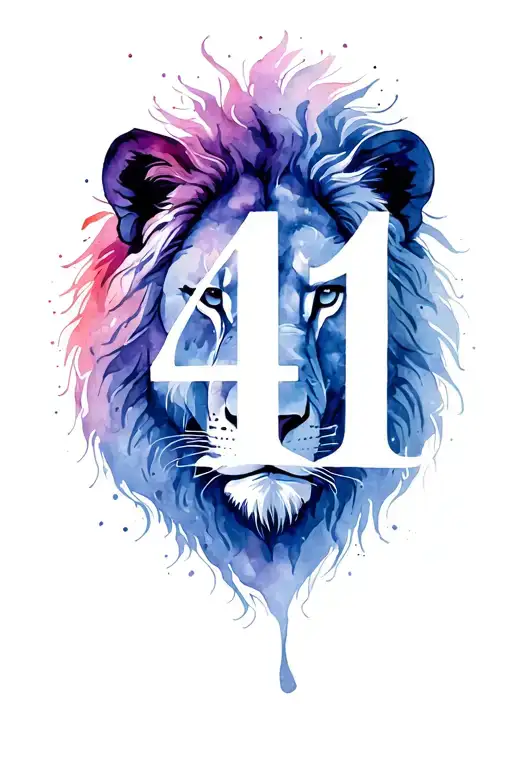 Number 41 With Female Lion Face