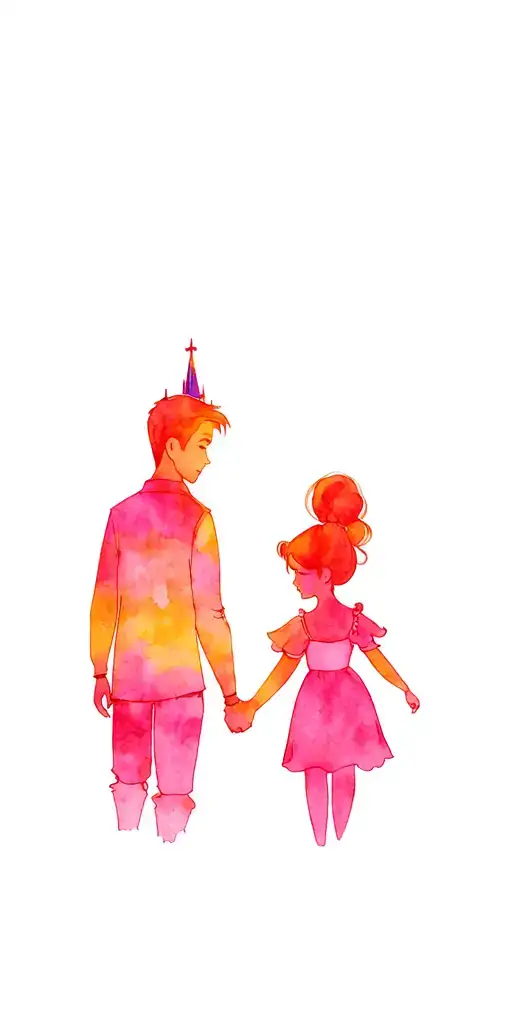 Father And Daughter Holding Hands In Front Of Disney Castle