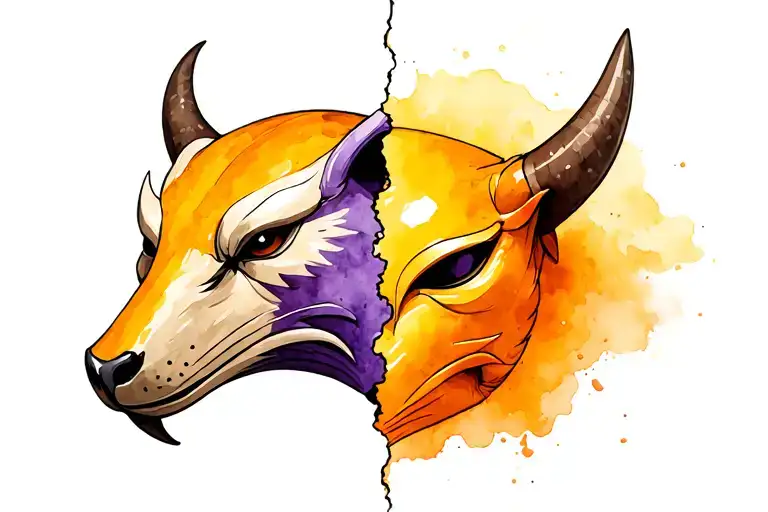 Honey Badger Oni Demon Mask Split In Half