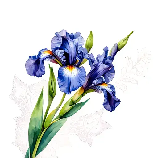 Iris Flower Bouquet Wrapped With Lace