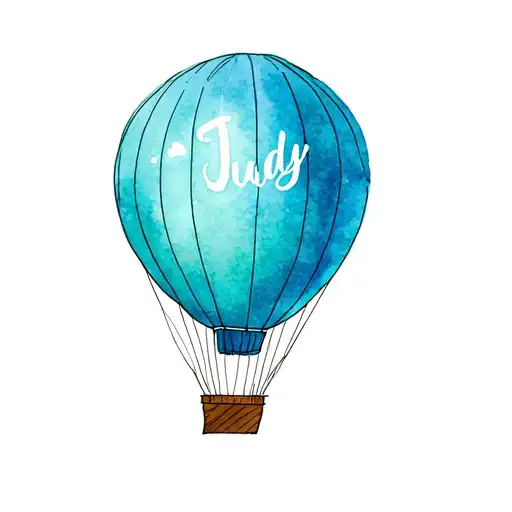 Turquise Hotair Balloon With The Name Judy