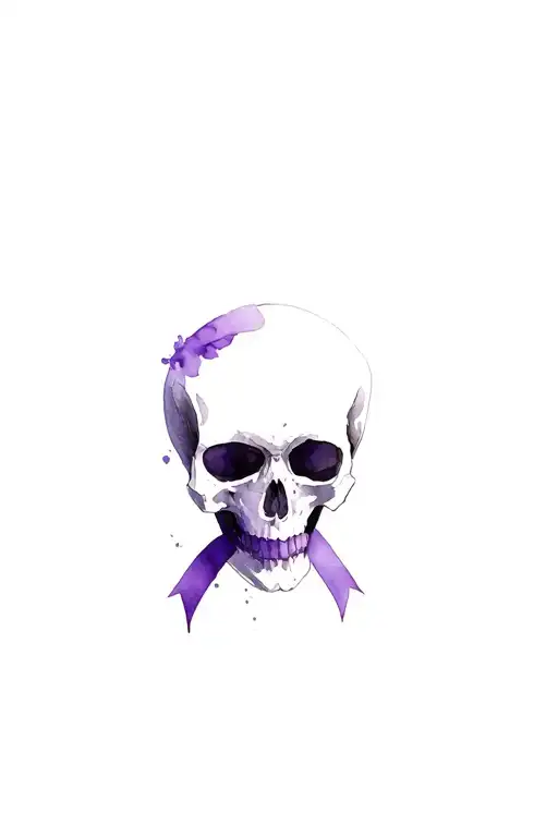 Skull With Purple Ribbon